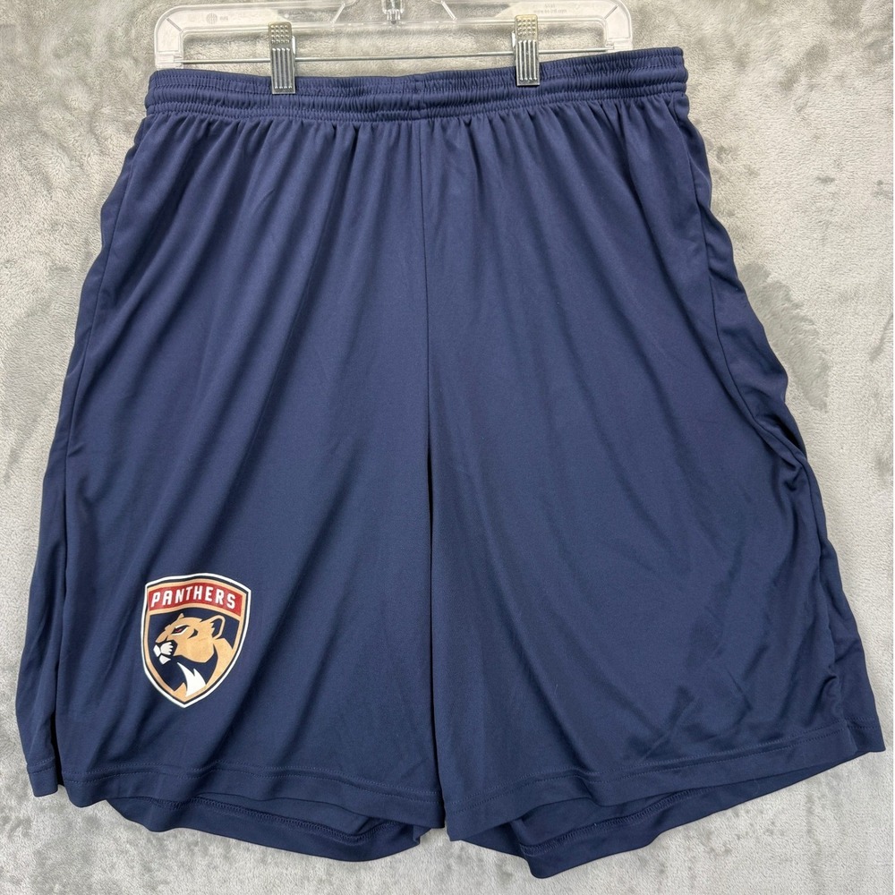 Sport-Tek Florida Panthers NHL Mens XL Navy Blue Athletic Training Shorts Logo